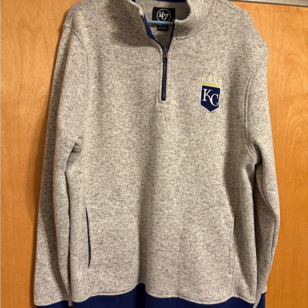 47 Gray and Blue Kansas City Royals Men's Sweater
